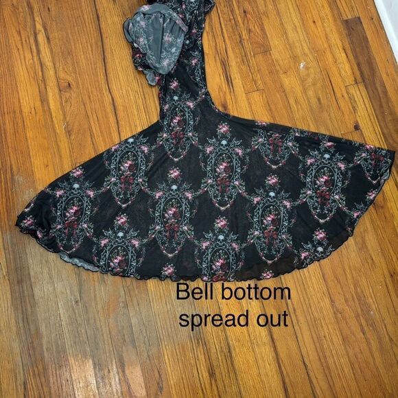 Widow Black Dark Floral Mesh Pant Set XL Whimsigoth Dark Romance Feminine Witchy - Picture 12 of 15